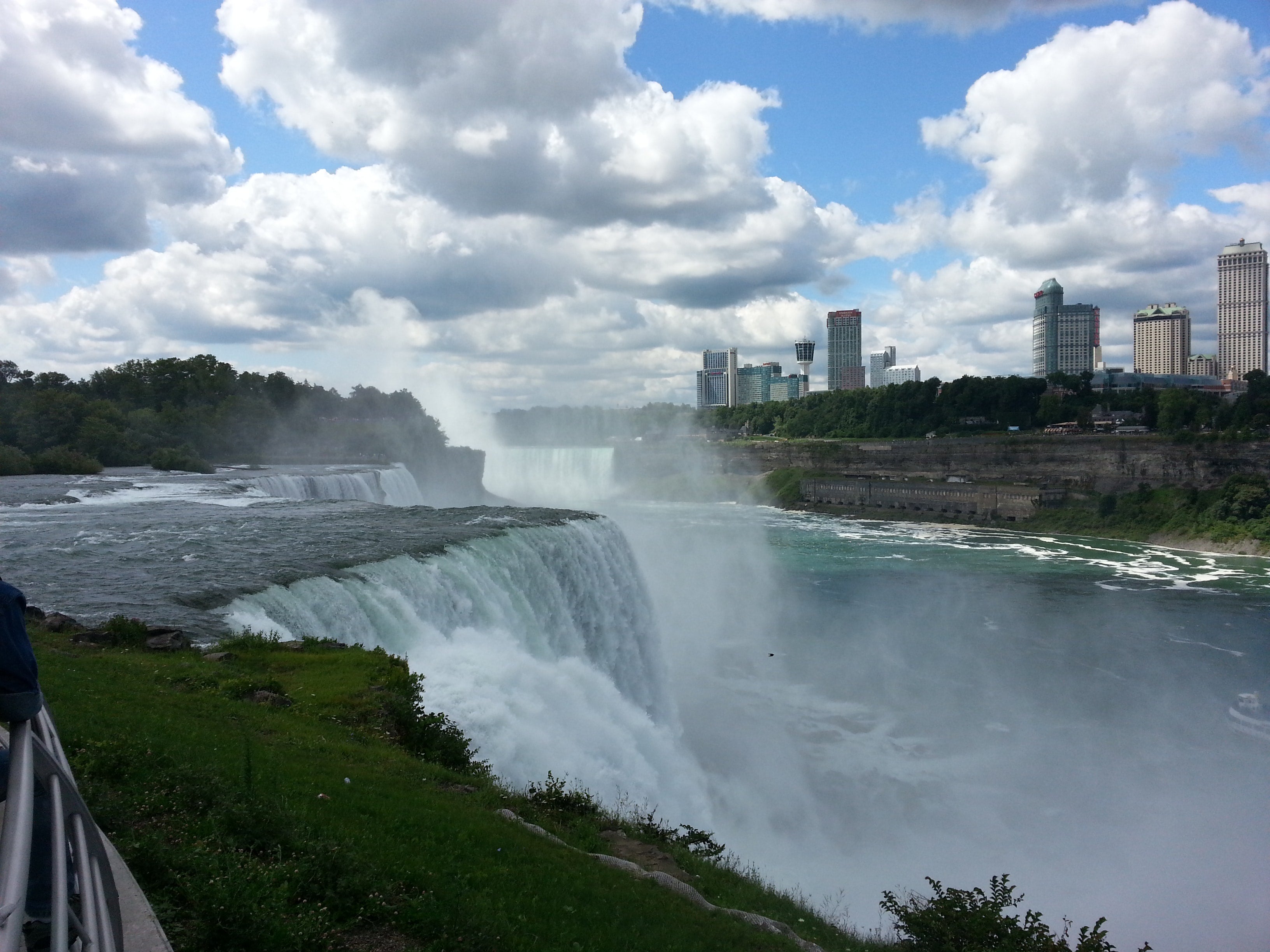 You can ride your e-bike to Niagara Falls, pictured here from the New York side, looking across the water to Ontario, Canada